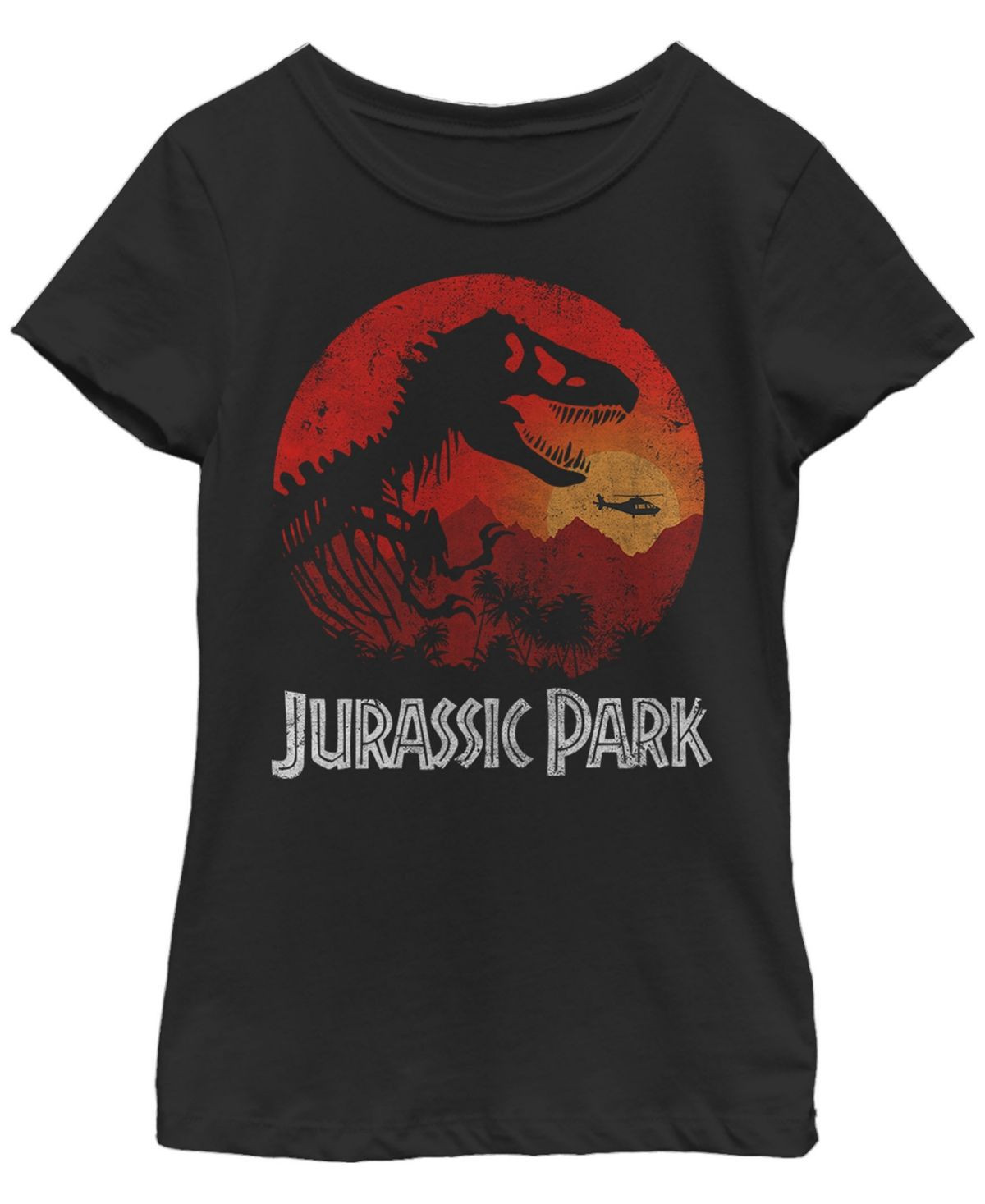 Jurassic Park Big Girl S Red Jungle Sunset Icon Shirt