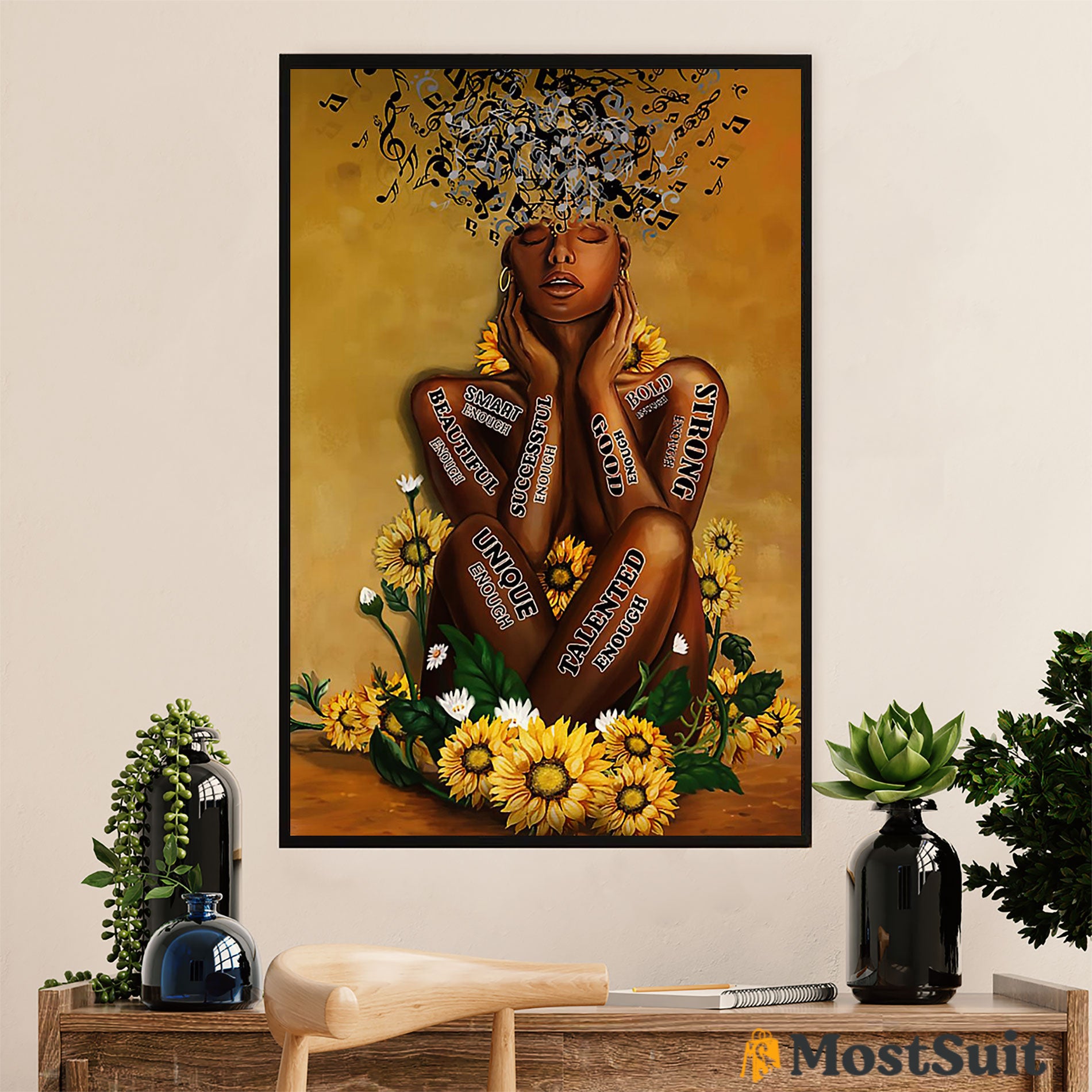 African American Afro Poster | Gift For Black Girl | Juneteenth Day Room Wall Art – Telented Unique Strong Girl