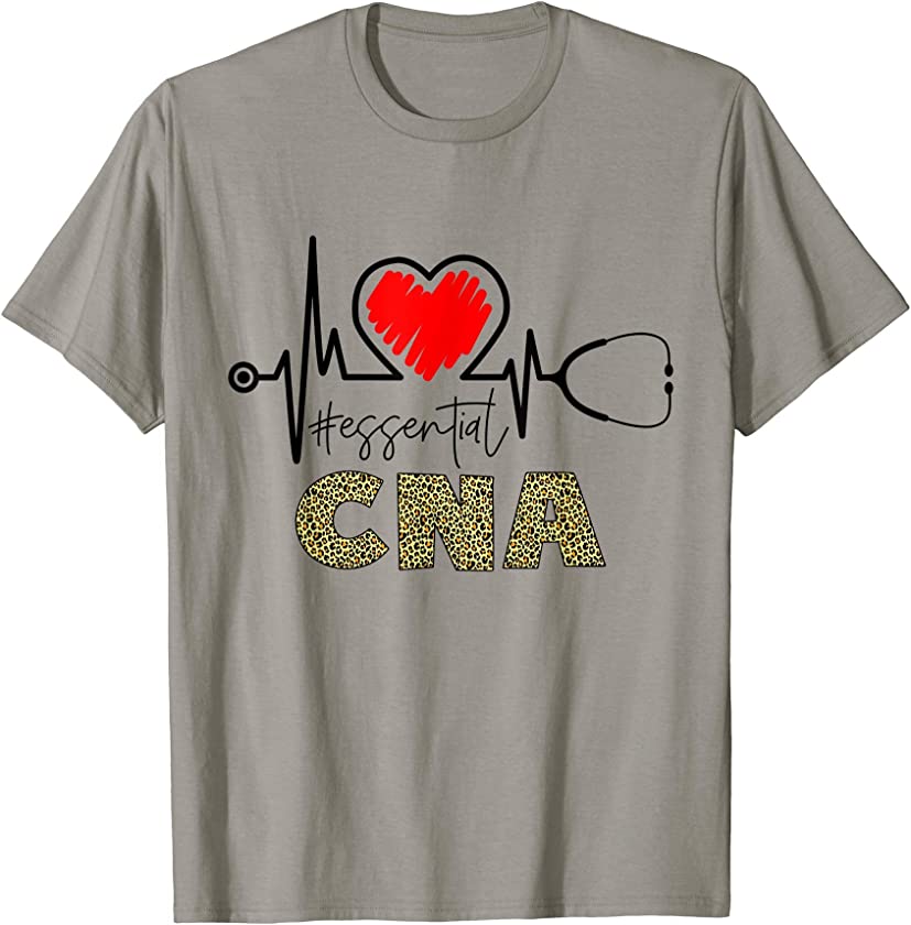 Essential CNA Heart Leopard Nurse Funny Nursing Lovers Gifts T-Shirt