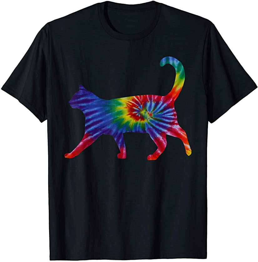 Tie Dye Cat and Colorful Tye Dye Cute Kitten Funny T-Shirt