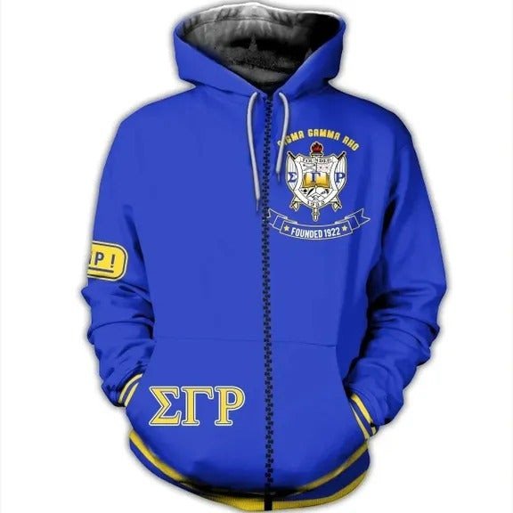 Sorority Hoodie – Greater Service And Greater Progress Sigma Gamma Rho Zip Hoodie