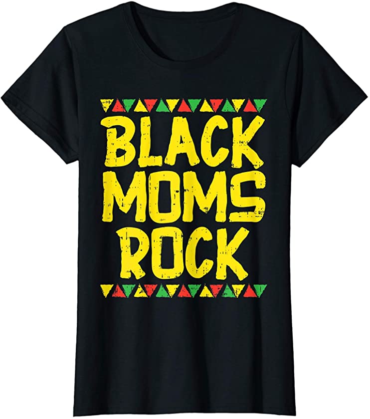 Womens Black Moms Rock Kente Pride African American Mother Gift T-Shirt