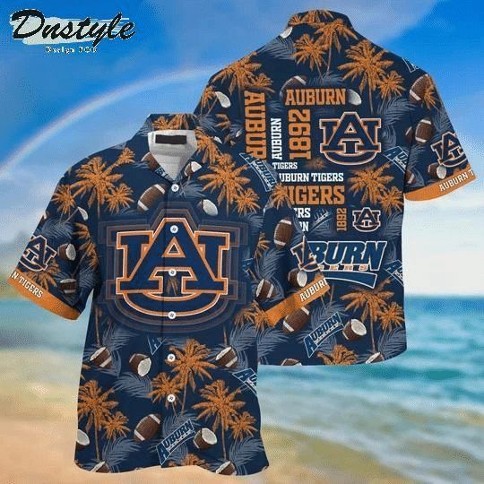 NCCA Auburn Tigers Orange Coconut Tree Hawaiian Shirt