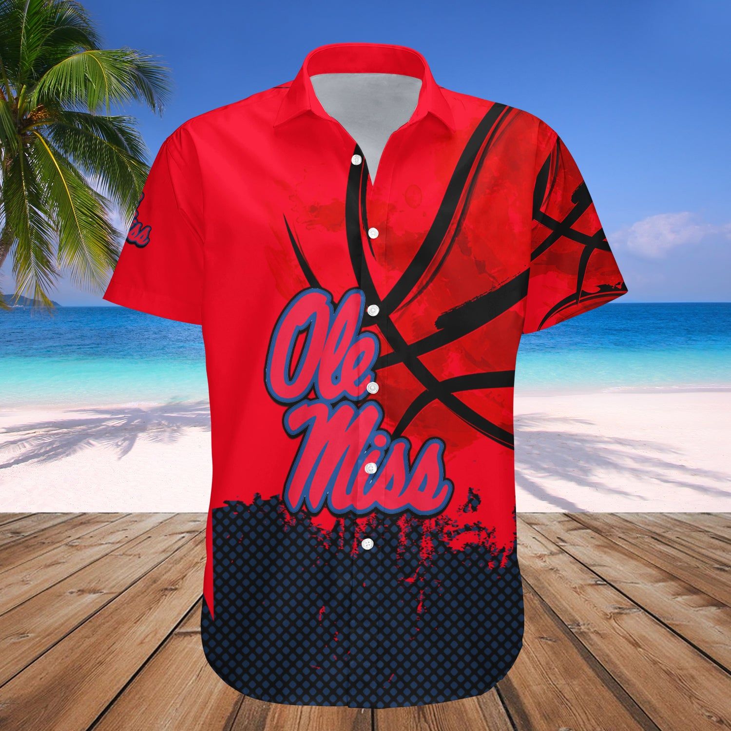 Ole Miss Rebels Hawaii Shirt Basketball Net Grunge Pattern – NCAA