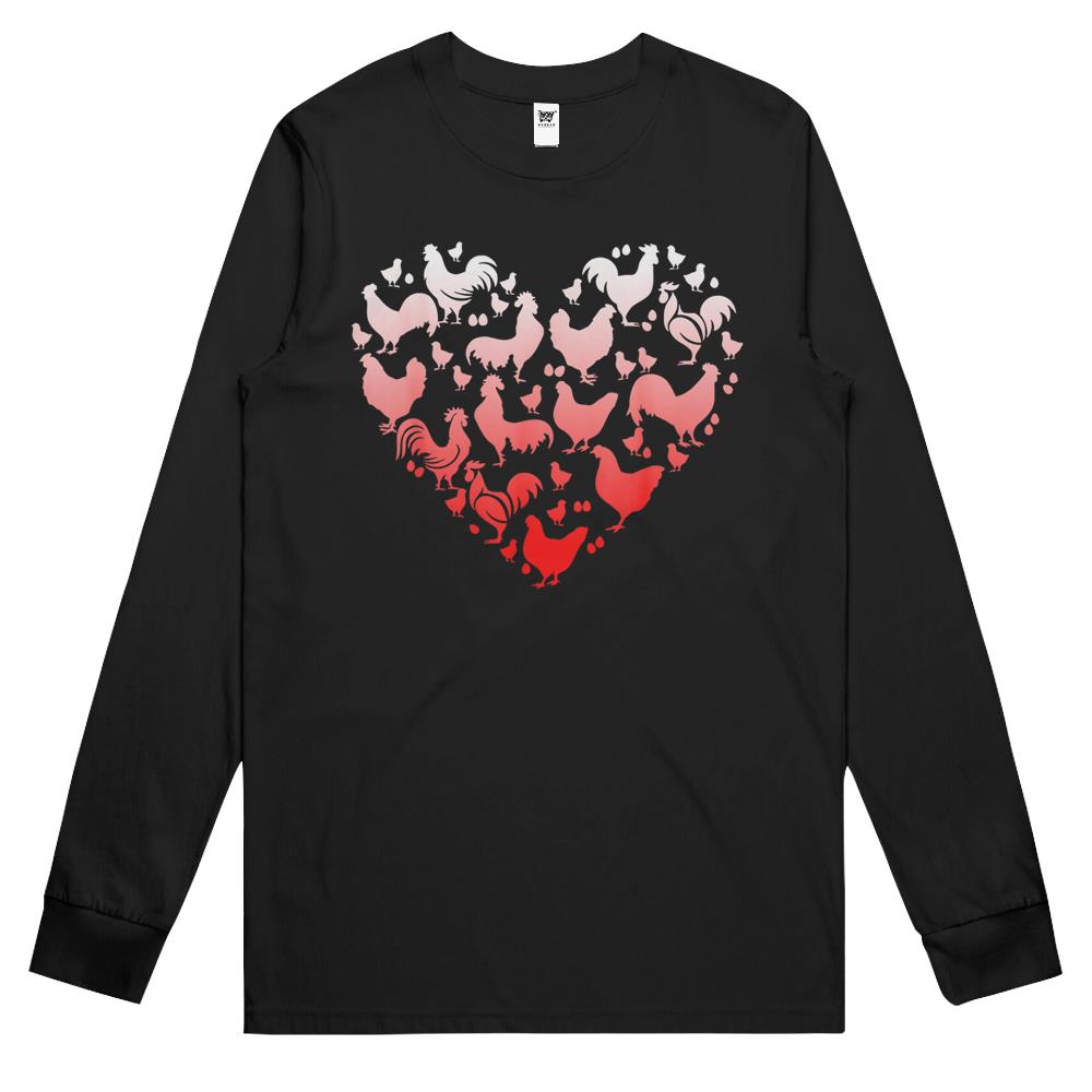 Valentine Day Chicken Heart- Funny Animal Farmer Lover Gifts Long Sleeve T Shirts