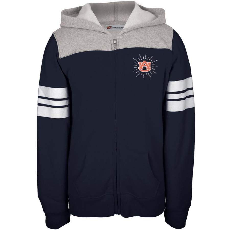 Auburn Tigers – Rhinestone Ray Logo Girls Juvy Zip Hoodie