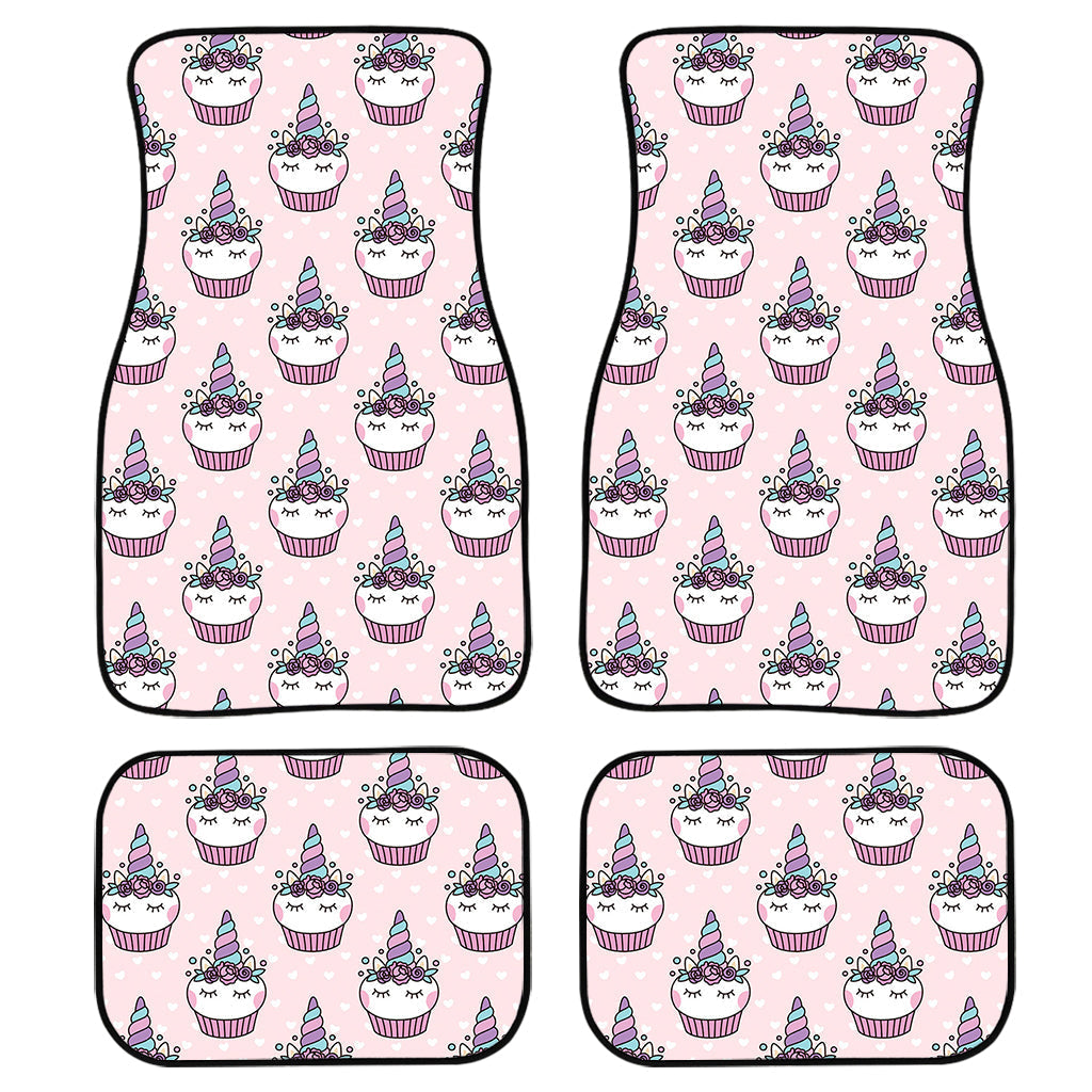 Unicorn Cupcake Pattern Print Front And Back Car Floor Mats, Front Car Mat