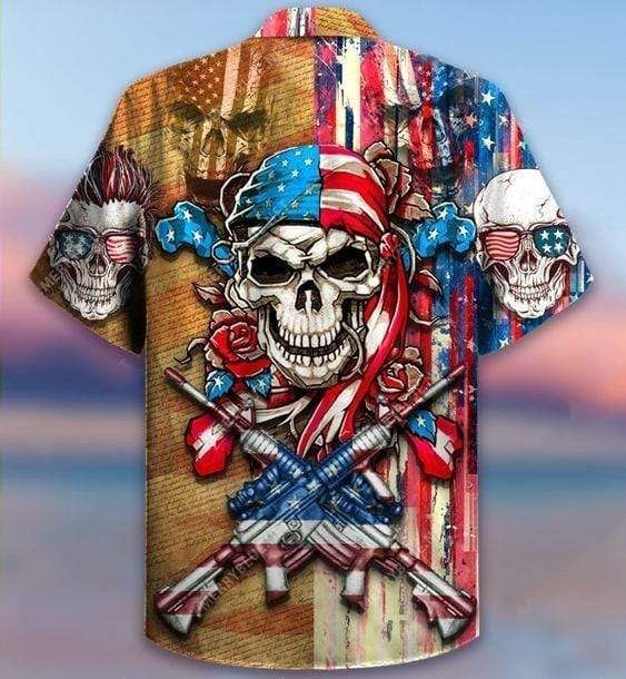 Find Hawaii Aloha Shirts Patriotic Flower Skull Ha73289