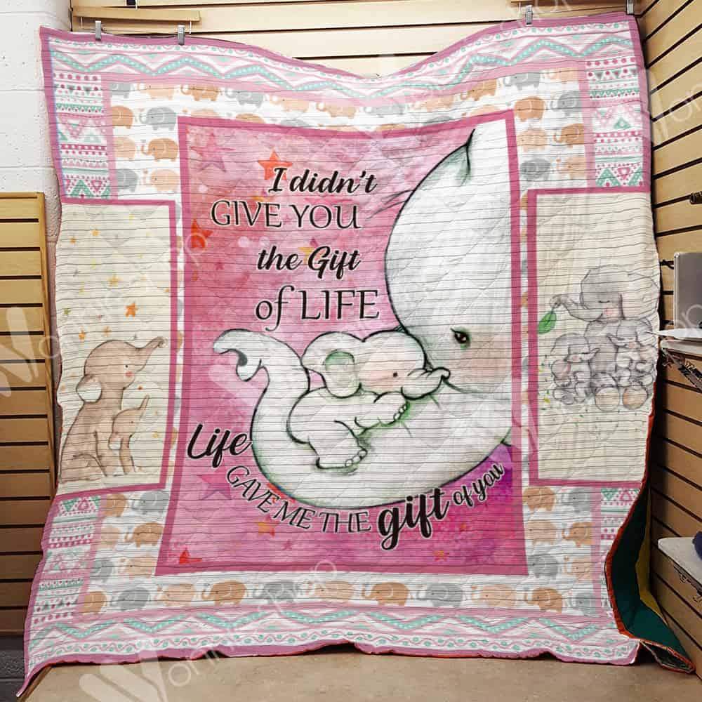 White Baby And White Mother Elephants  Life Give Me The Gift Of You  Quilt Blanket