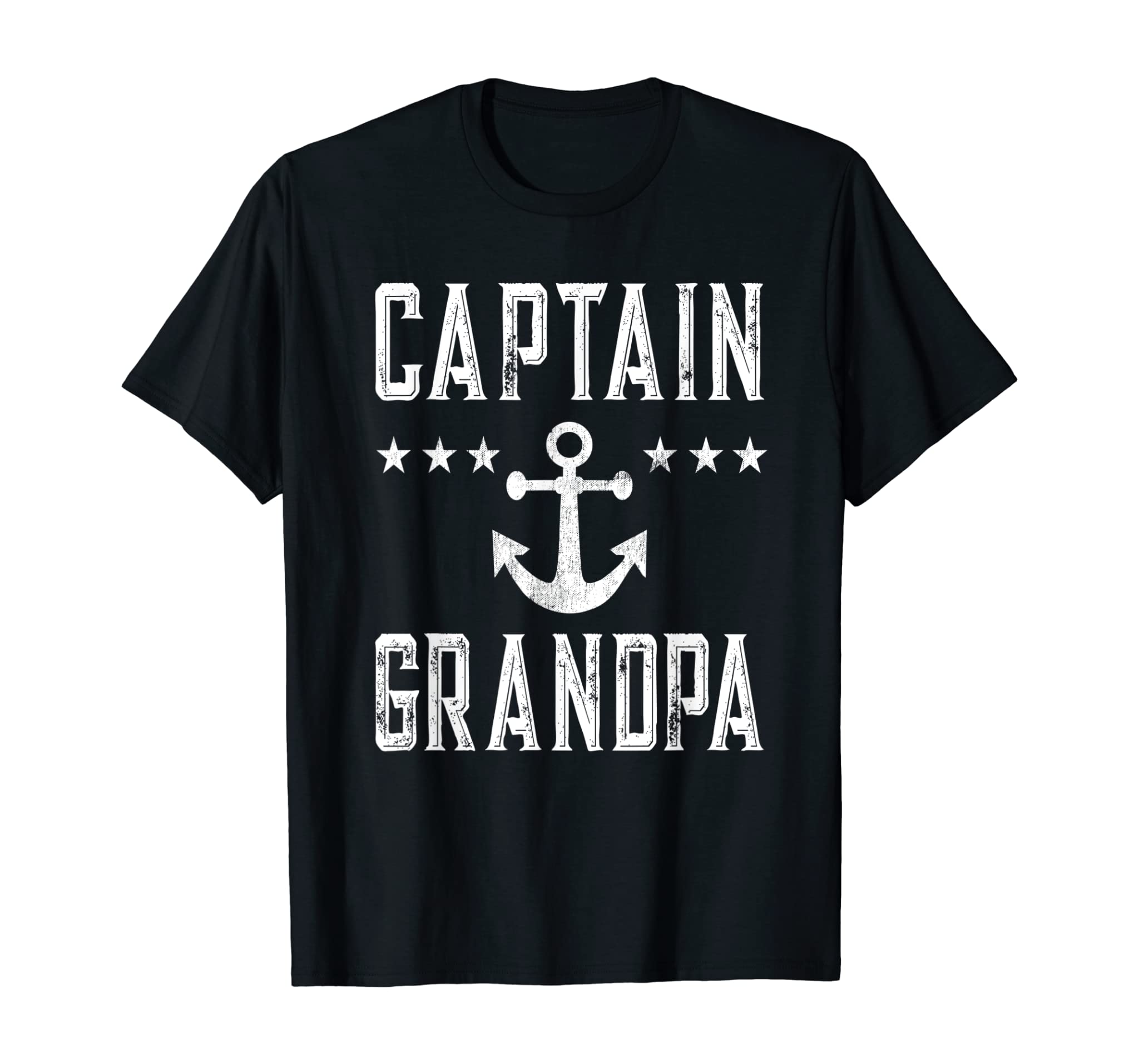 Mens Personalized Captain Grandpa Boating Gift Retro Boat Anchor T-Shirt