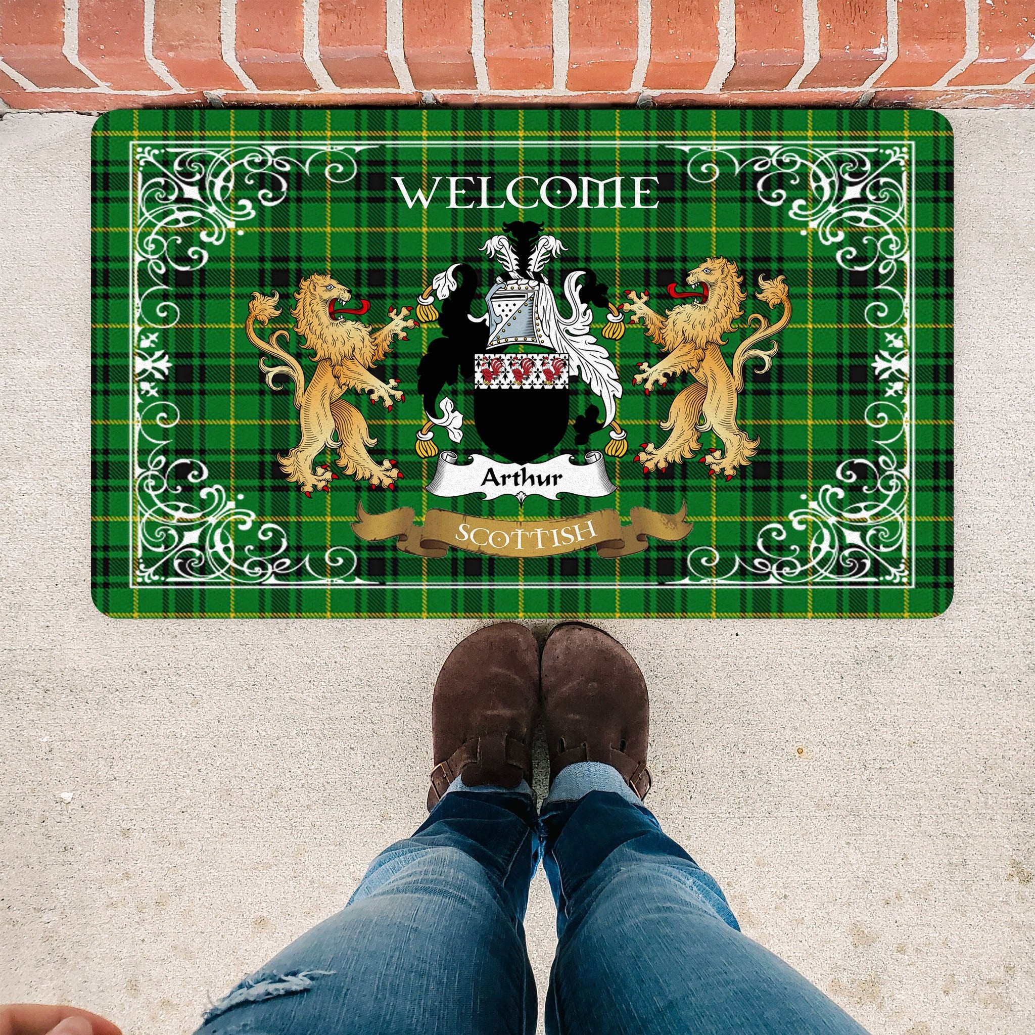 Scotstee Shop Tartan Door Mat The Family Arthur Scottish Plaid Doormat, Welcome Mat, Christmas Door Mat