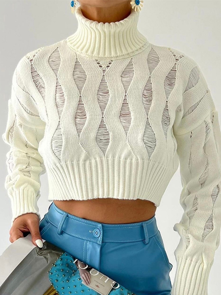 Winter Crop Sweater Women 2022 Autumn Turtleneck Long Sleeve Ribbed Female Pullovers Fashion Warm Knitting Ladies Jumpers alx