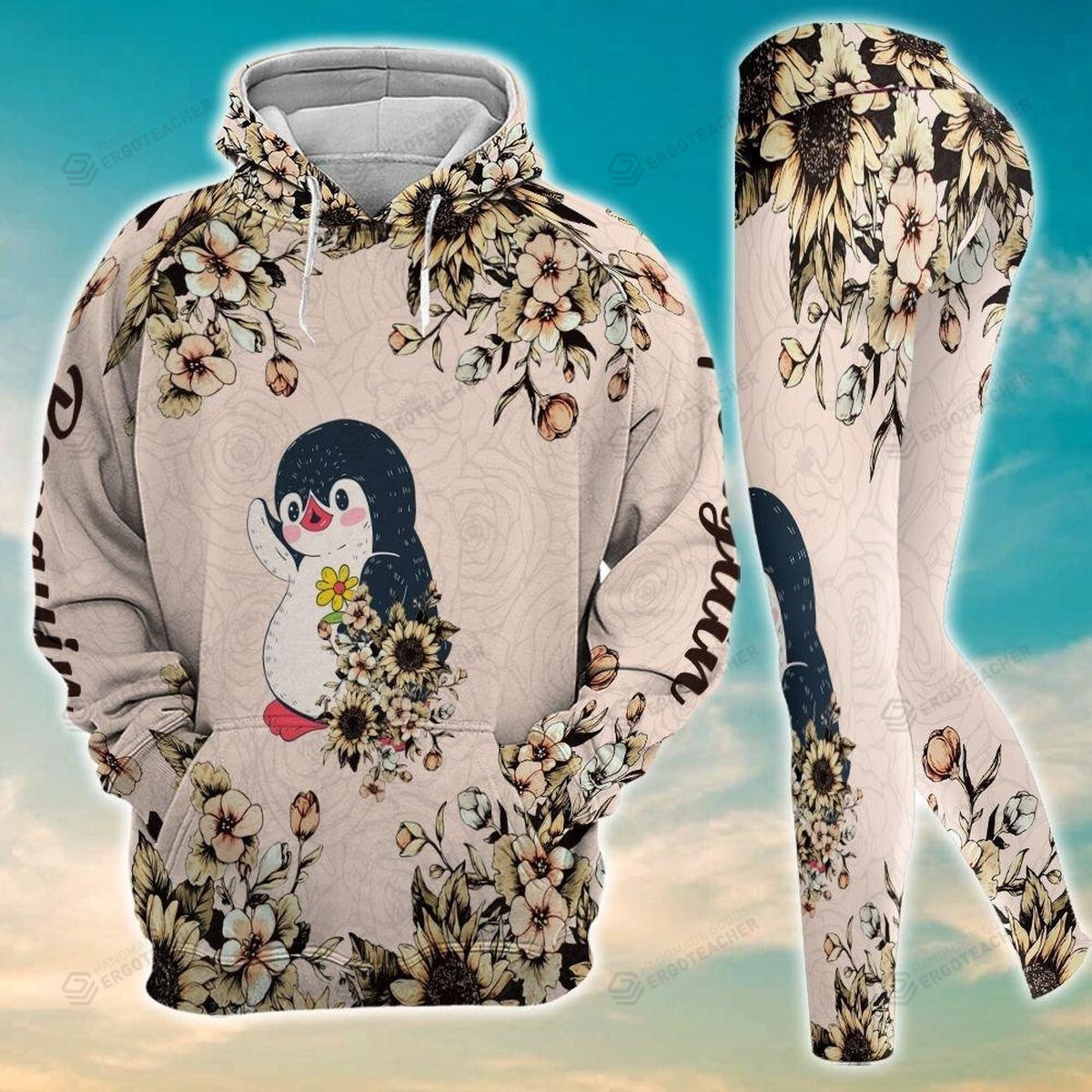 Penguin Hoodie And Legging All Over Printed