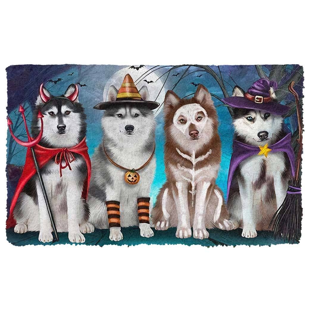 Gearhumans 3D Husky Halloween Custom Doormat