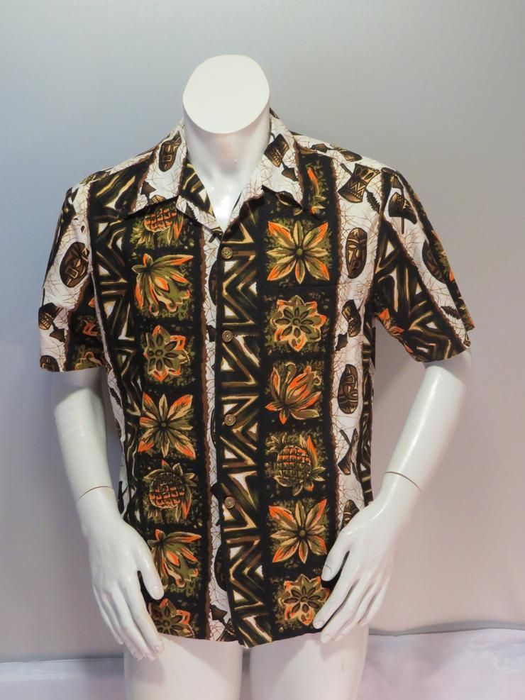 Vintage Hawa En Aloha Moyen Motif Floral Masque Par Ui Mai Hommes Shirt