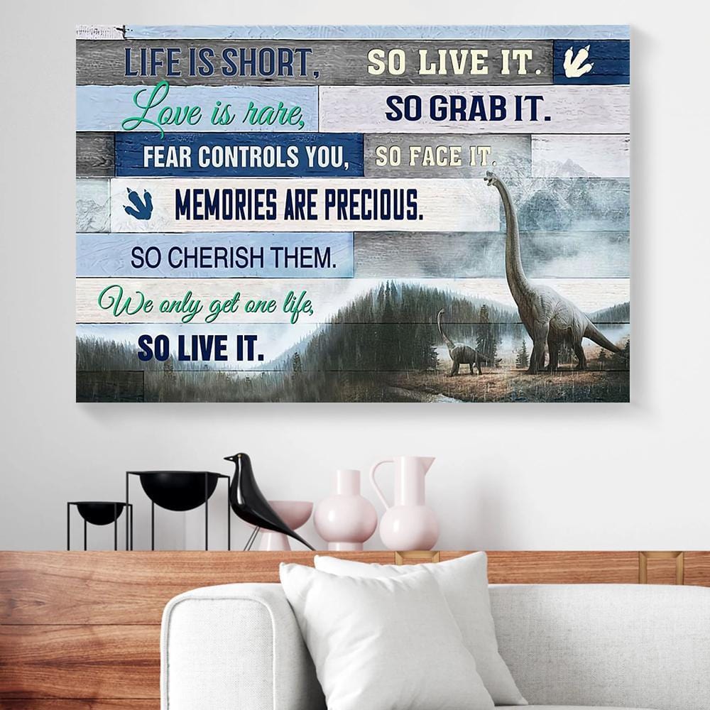 Canvas Prints Life Is Short So Live It Love Is Rare Dinosaur Horizontal Canvas Wall Art Pretty Home Decor Canvas