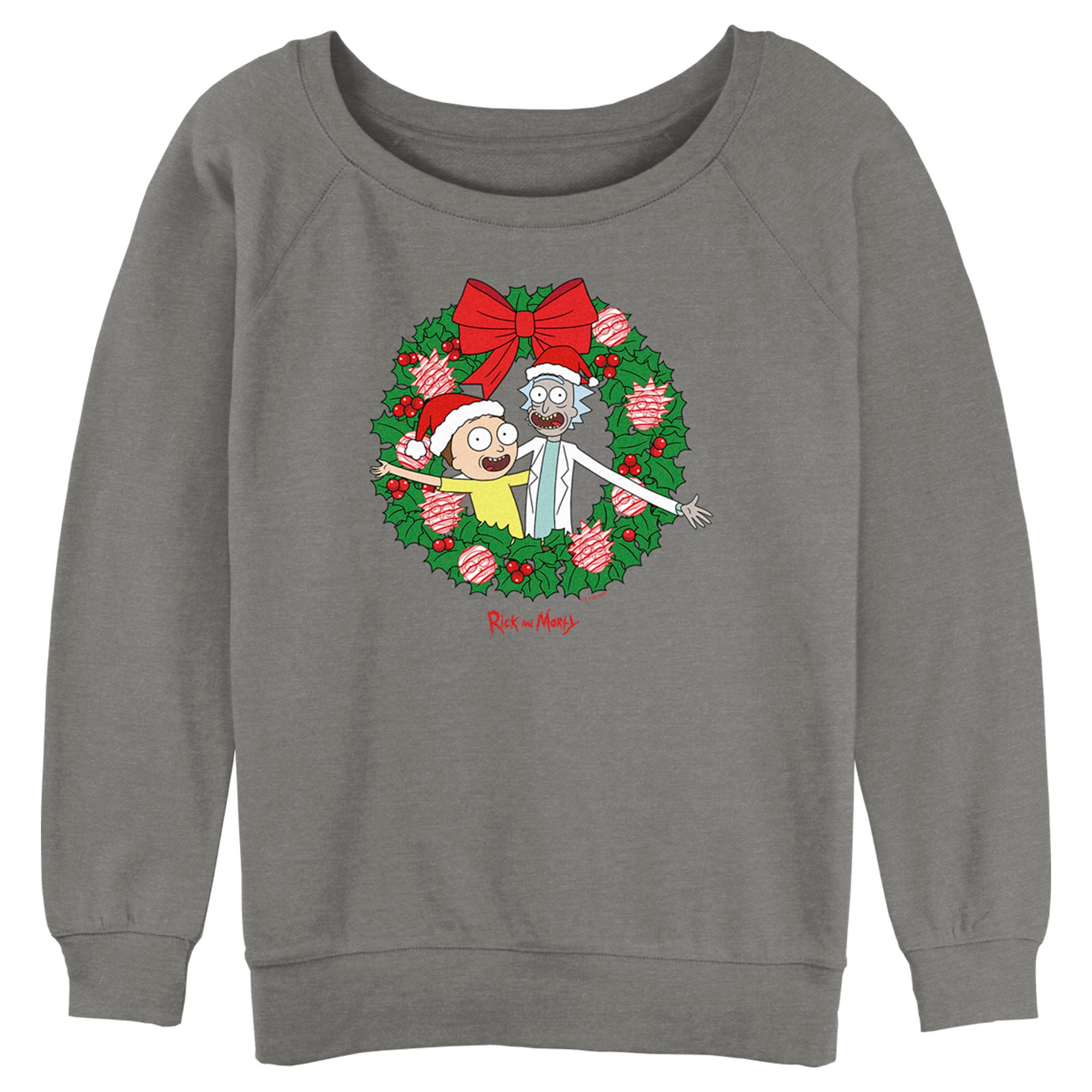 Junior’S Rick And Morty Christmas Wreath Sweatshirt