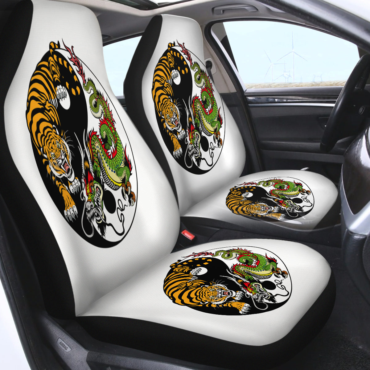 Asian Yinyang Tiger & Dragon Swqt3460 Car Seat Covers