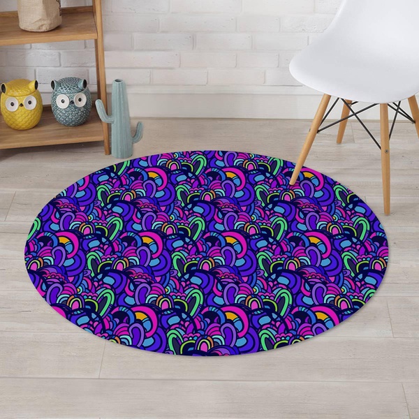 Blue Psychedelic Round Rug