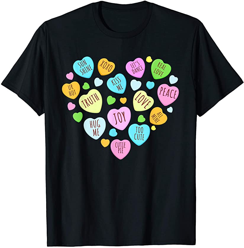 Cute Matching Heart Candy Valentines Tees For Couple T-Shirt