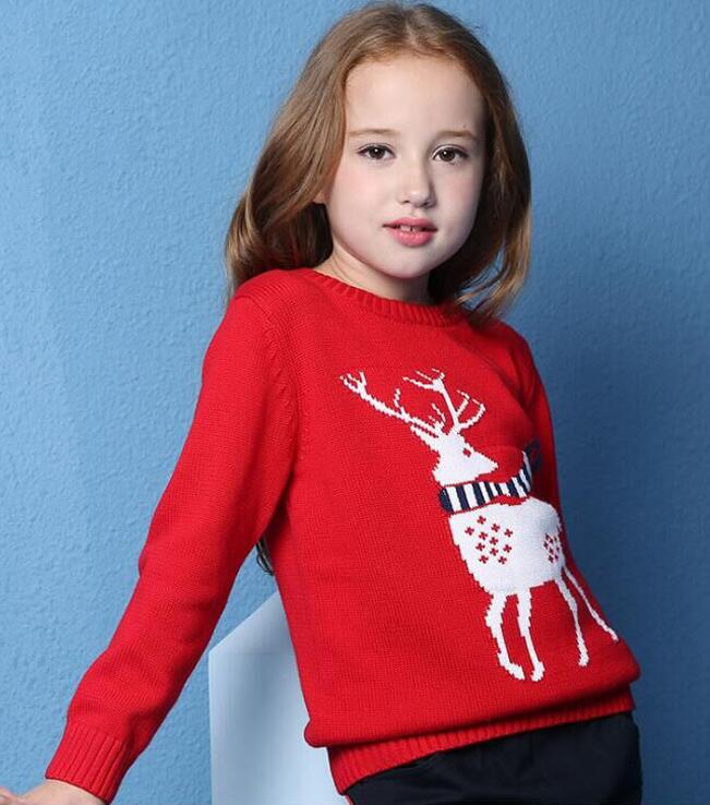 2022 Autumn Winter New Kids Cartoon Christmas deer Sweater Coat Children Clothing Baby Cotton thick wool top Boys Girls Pullover alx