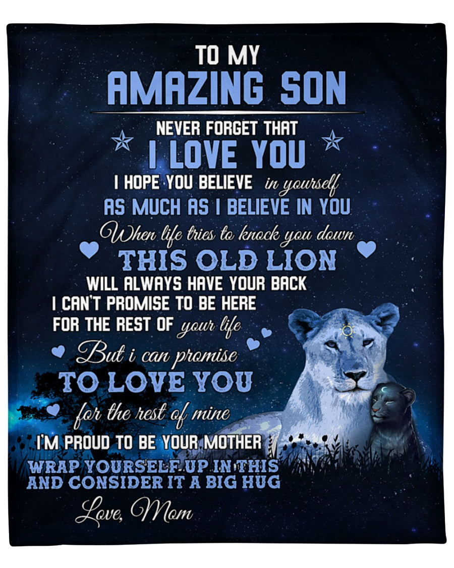 To My Amazing Son I’M Proud To Be Your Mother From Lion Mom Blanket Gift For Son From Mom Birthday Gift Home Decor Bedding Couch Sofa Soft And Comfy Cozy