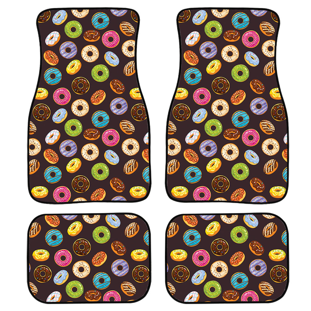 Colorful Donut Pattern Print Front And Back Car Floor Mats, Front Car Mat