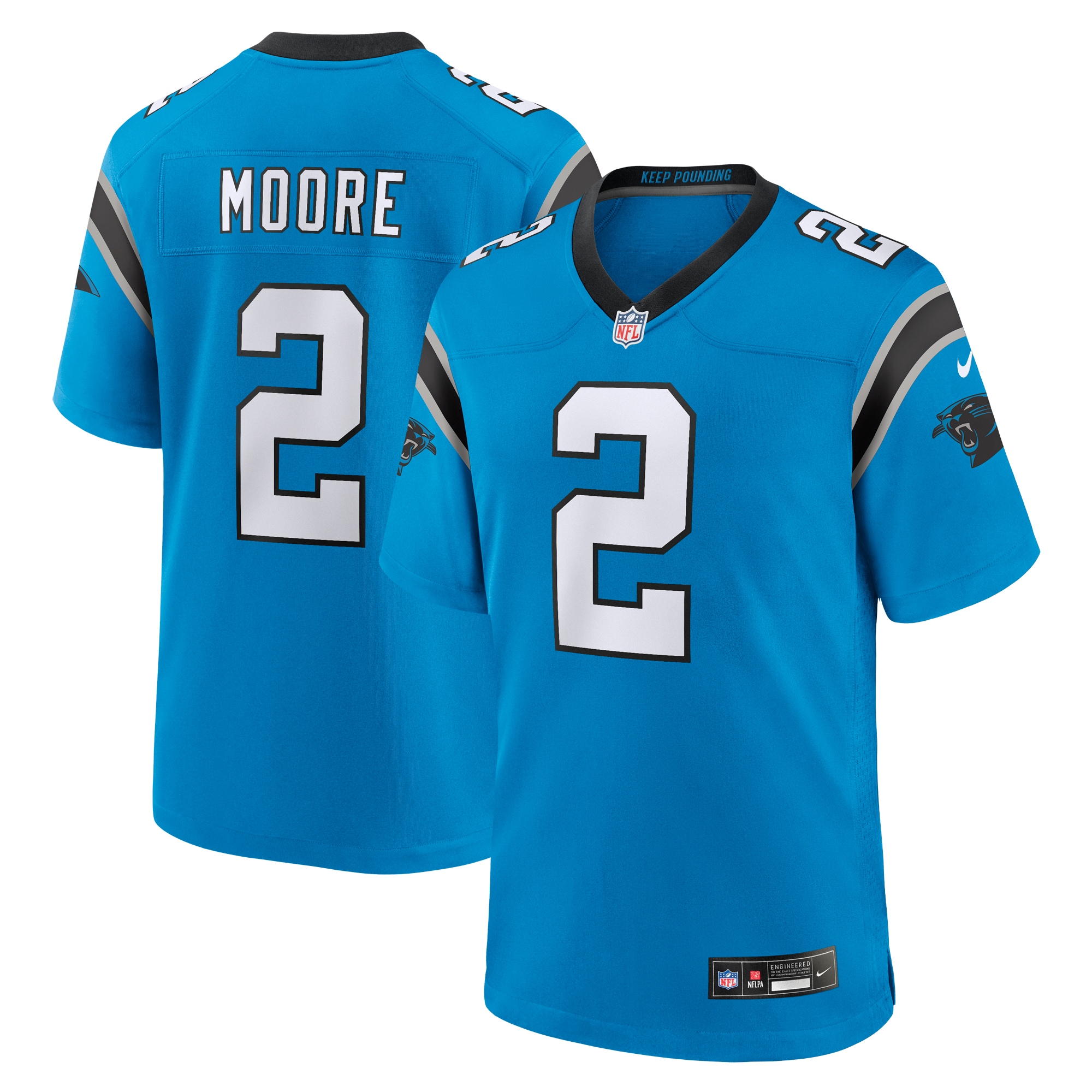 Men’s Carolina Panthers D.J. Moore Blue Alternate Game Jersey