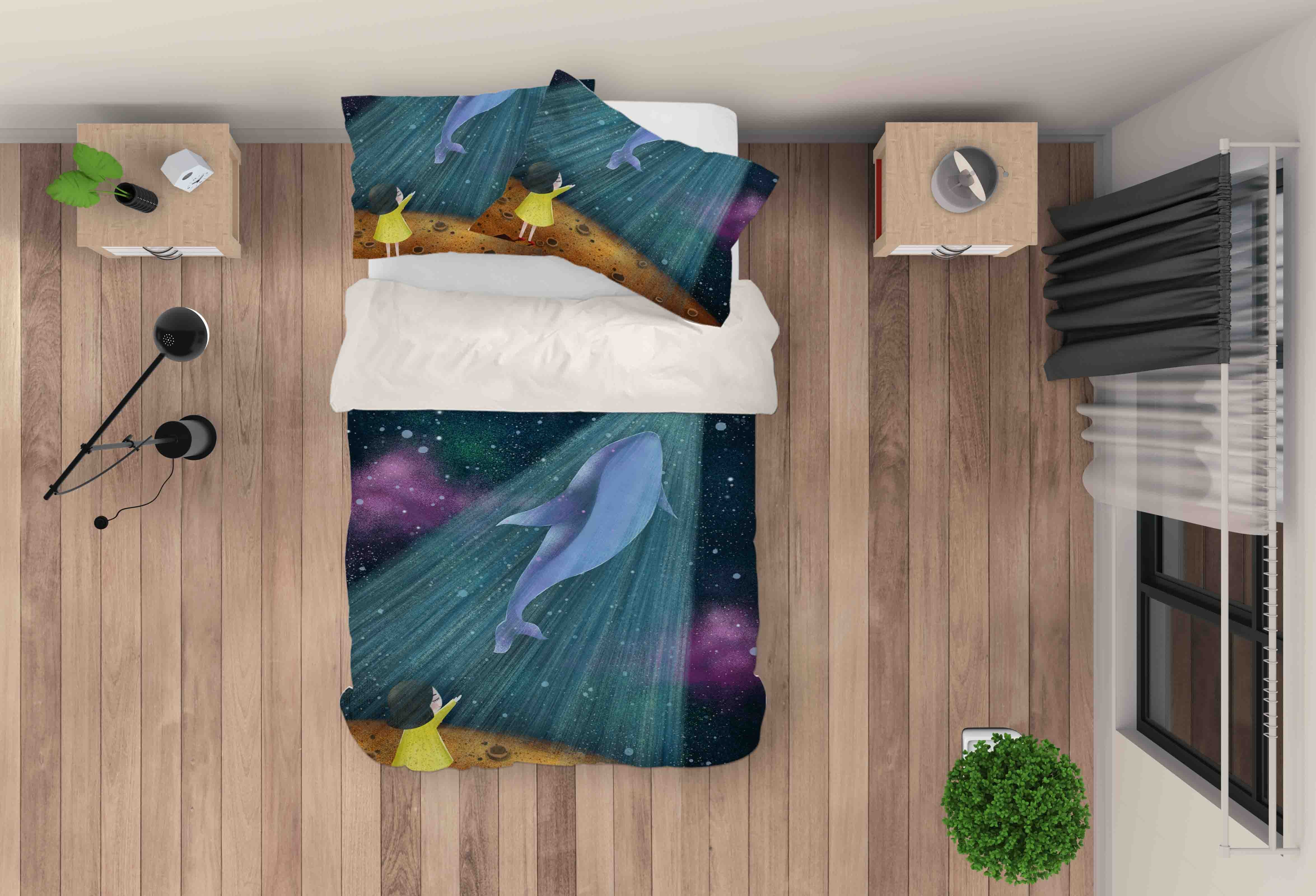 3D Cartoon Whale Girl Quilt Cover Set Bedding Set Pillowcases 24