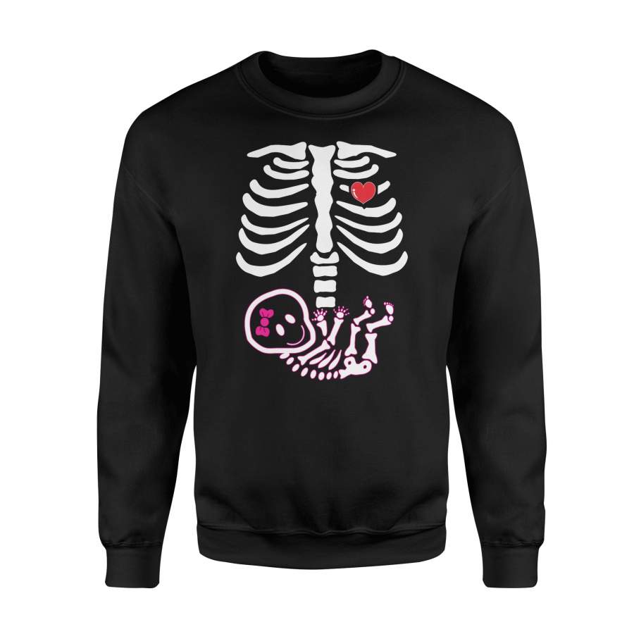 Baby Girl X-Ray Skeleton Pregnancy Halloween Sweatshirt