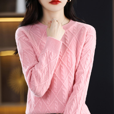 100% Pure Wool Cashmere Sweater Woman O-neck Pullover Casual Knitted Tops Autumn /Winter Female Jacket Korean Fashion alx