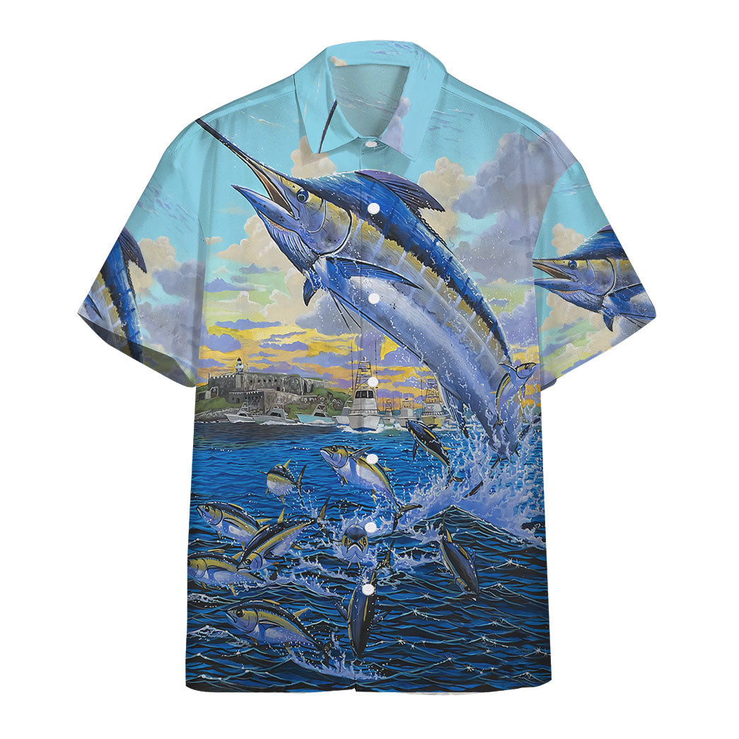 Gearhumans Blue Marlin Custom Hawaiian Shirt Ha76996