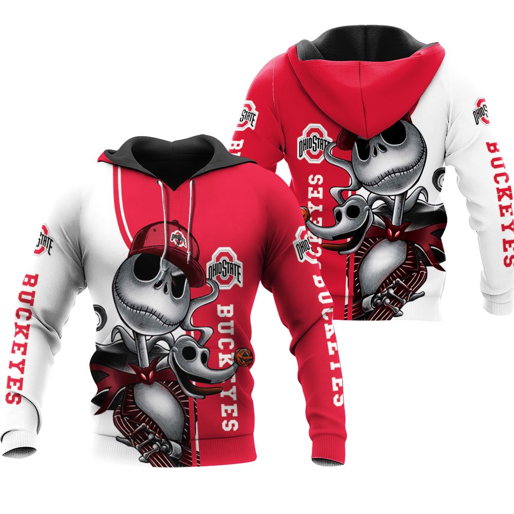 Ohio State Buckeyes Jack Skellington And Zero 3D Tshirt Hoodie Sweater For Fans