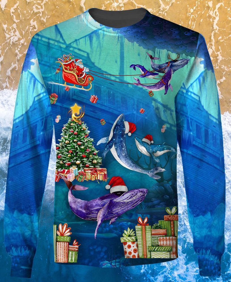 Whales For Christmas Holiday 3D Full Print Sweatshirt