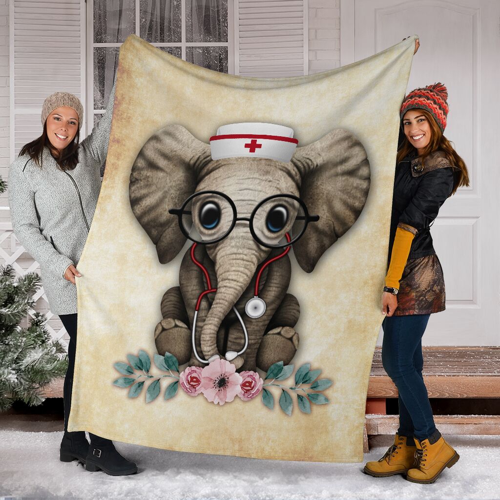 Nurse Elephant 2 Fleece Throw Blanket – Sherpa Throw Blanket – Soft And Cozy Blanket