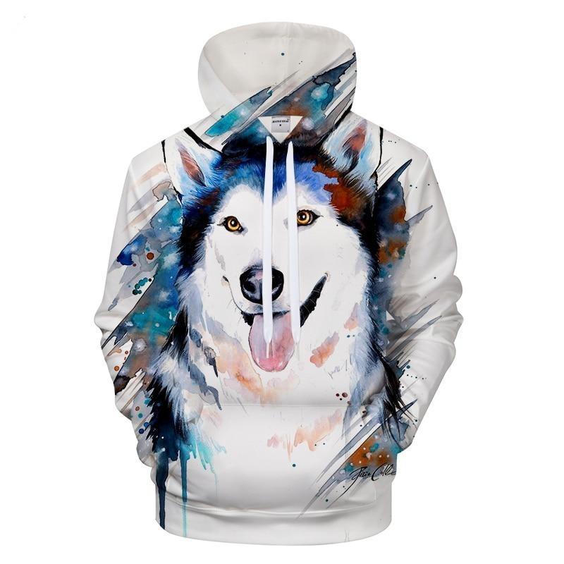 Colorful Husky Hoodie