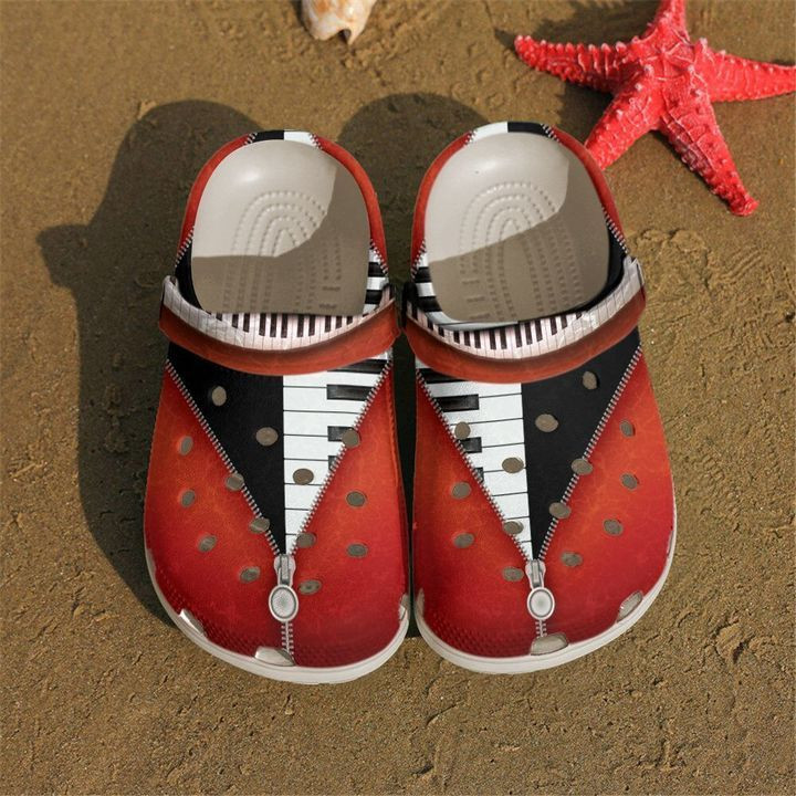 Piano Red Zipper  Sku 1814 Crocs Clog Shoes