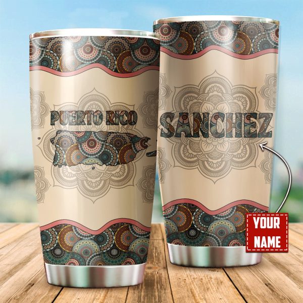 Customize Name Puerto Rico Mandala Map Steel Tumbler Tna07012106
