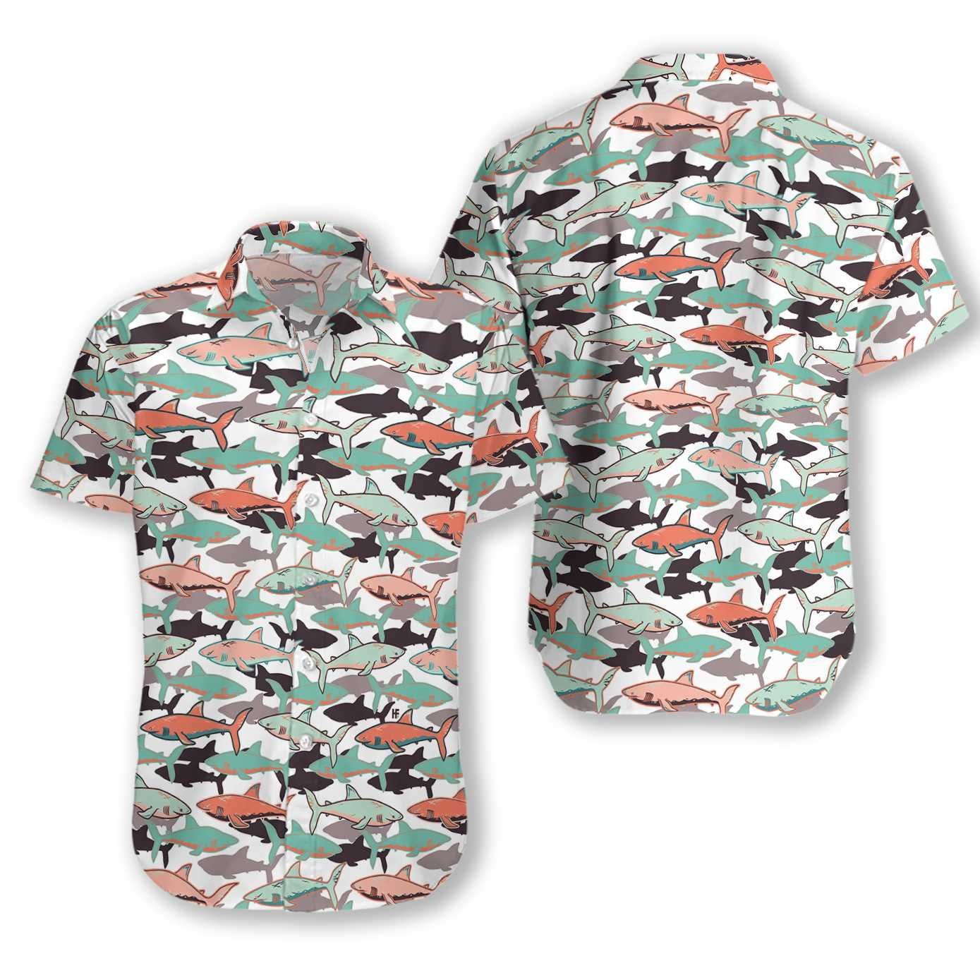 Beach Shirt Felacia [Hawaii Shirt] Shark Pattern -Zh5542