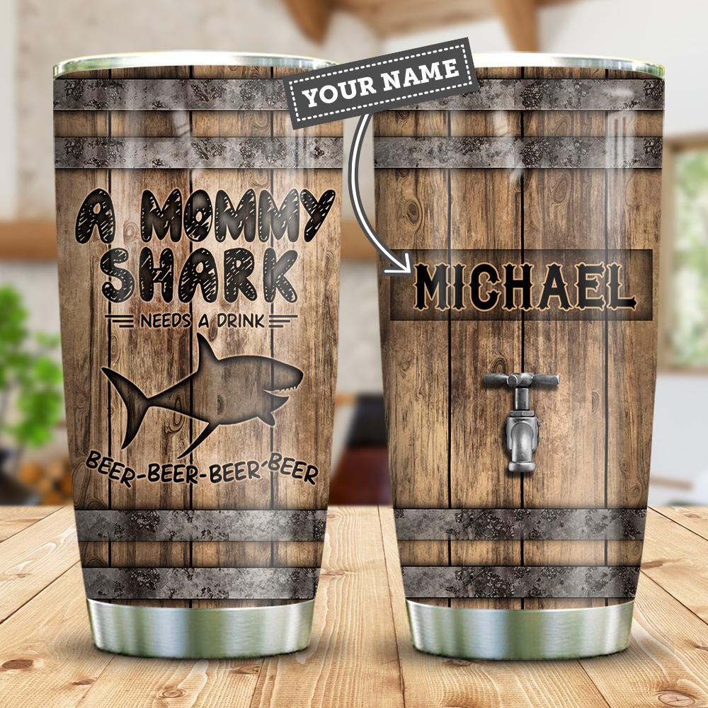 Wooden Style Shark Mommy Beer Personalized Kd2 Ablz1204014Z Stainless Steel Tumbler