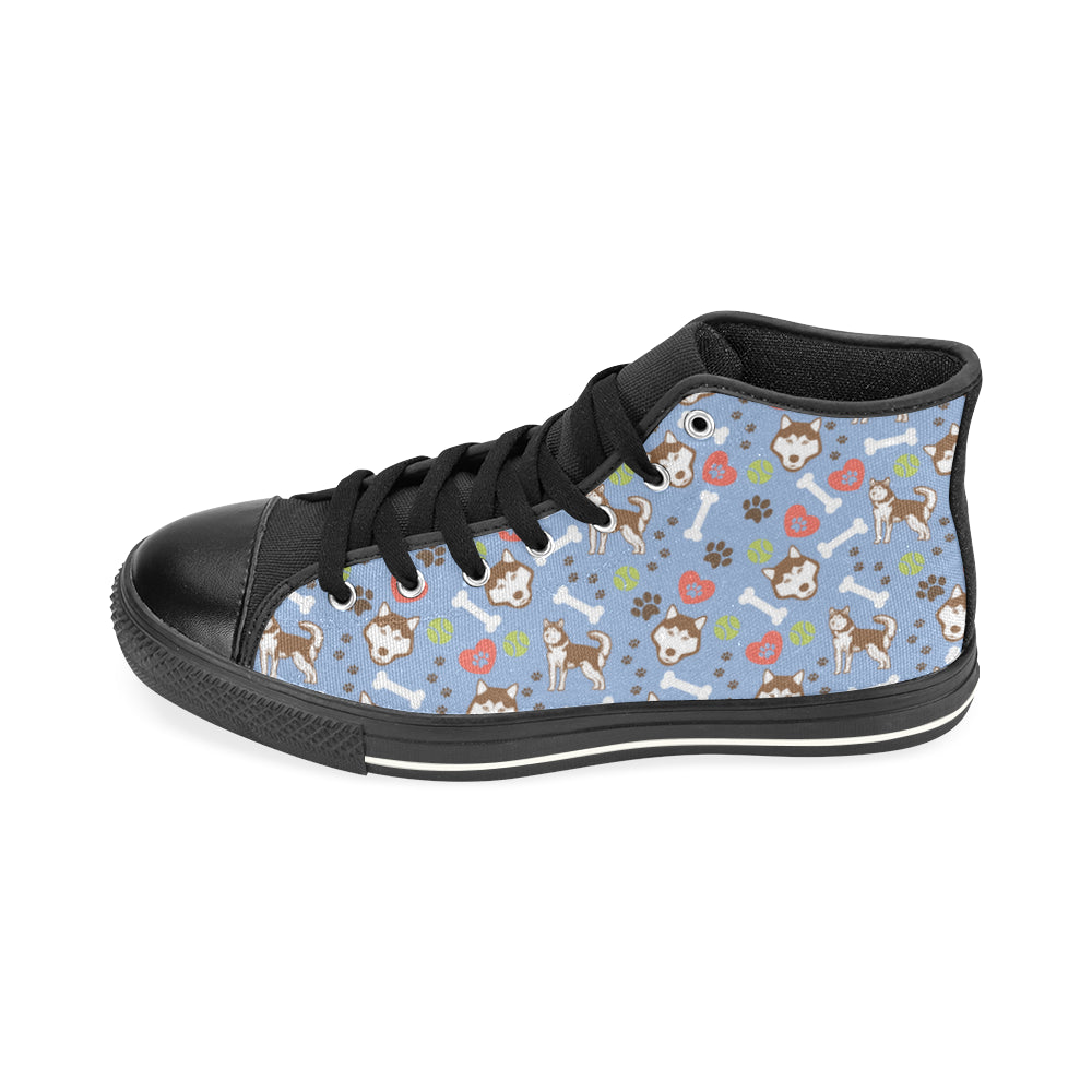 Alaskan Malamute Pattern Black High Top Canvas Women’s Shoes/Large Size