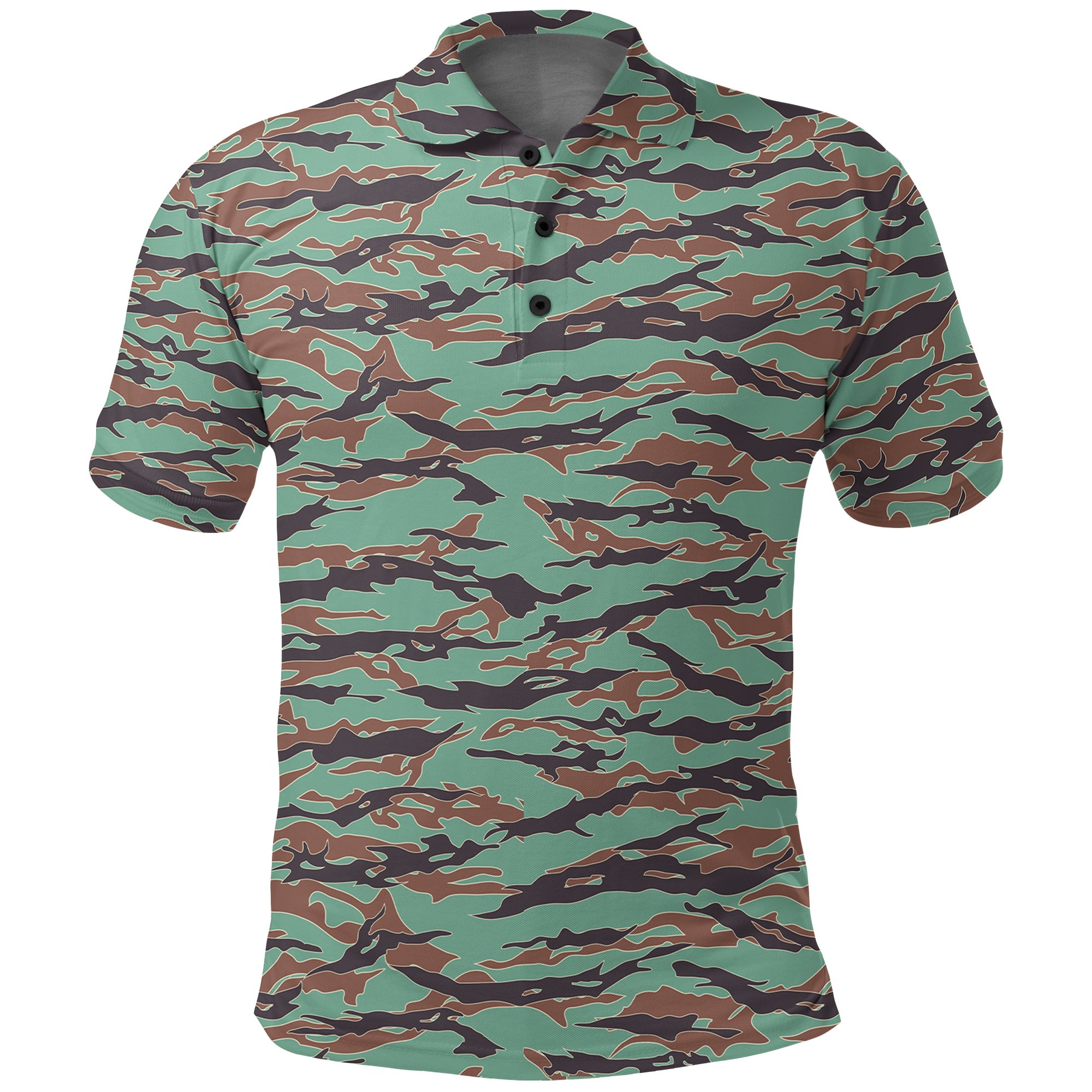 Army Guyana Tiger Stripe Camouflage Seamless Polo Shirt A27 