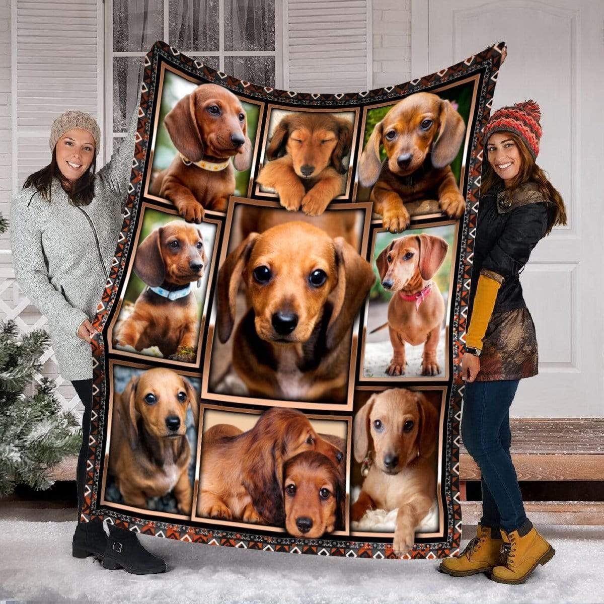 Cute Dachshund Puppy Dogs Printed Fleece Blanket