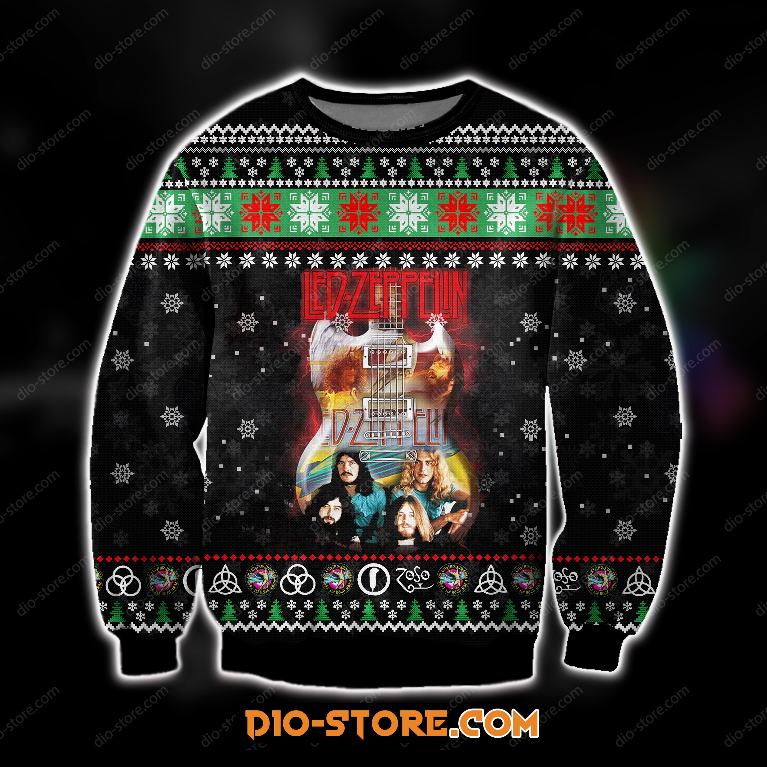 3D Print Knitting Pattern Led Zeppelin Ugly Christmas Sweater Hoodie All Over Printed Cint10227