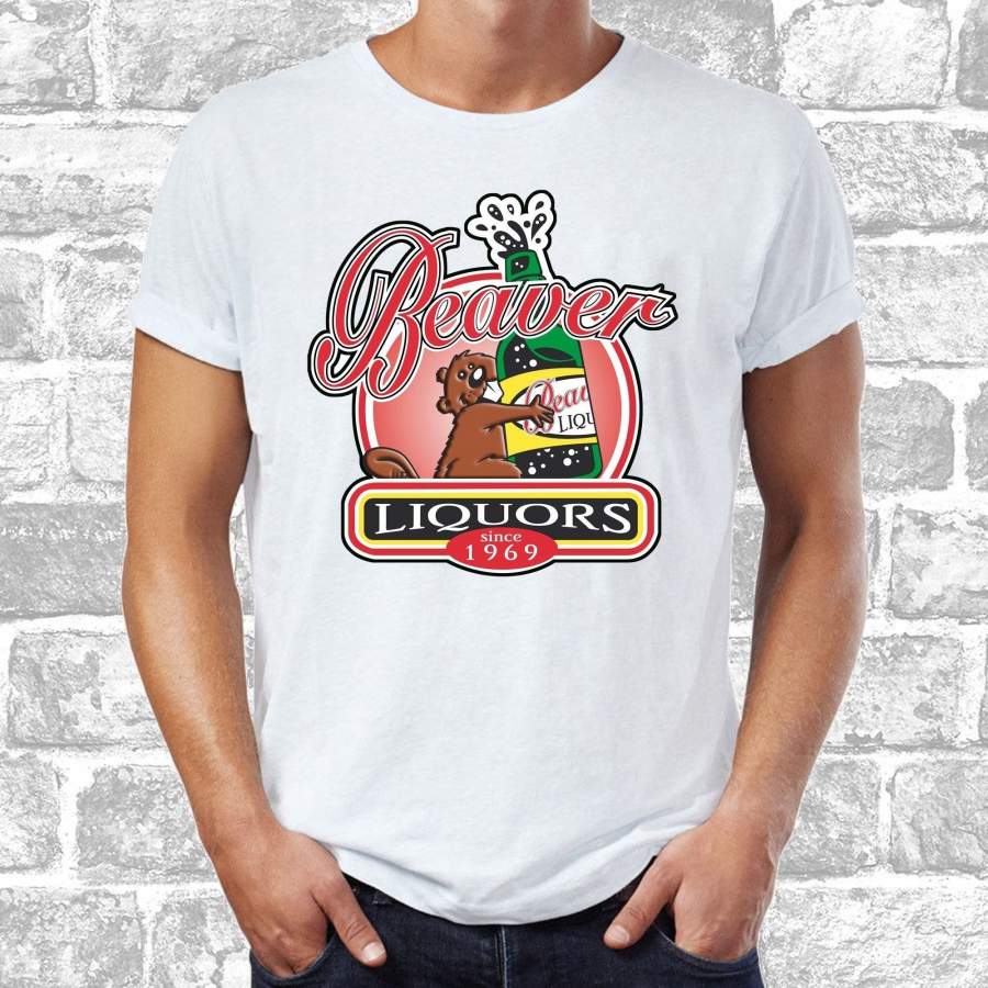 Beaver Liquors T-shirt Mens T-shirt Graphic Tee Short Sleeve Tops XXXL