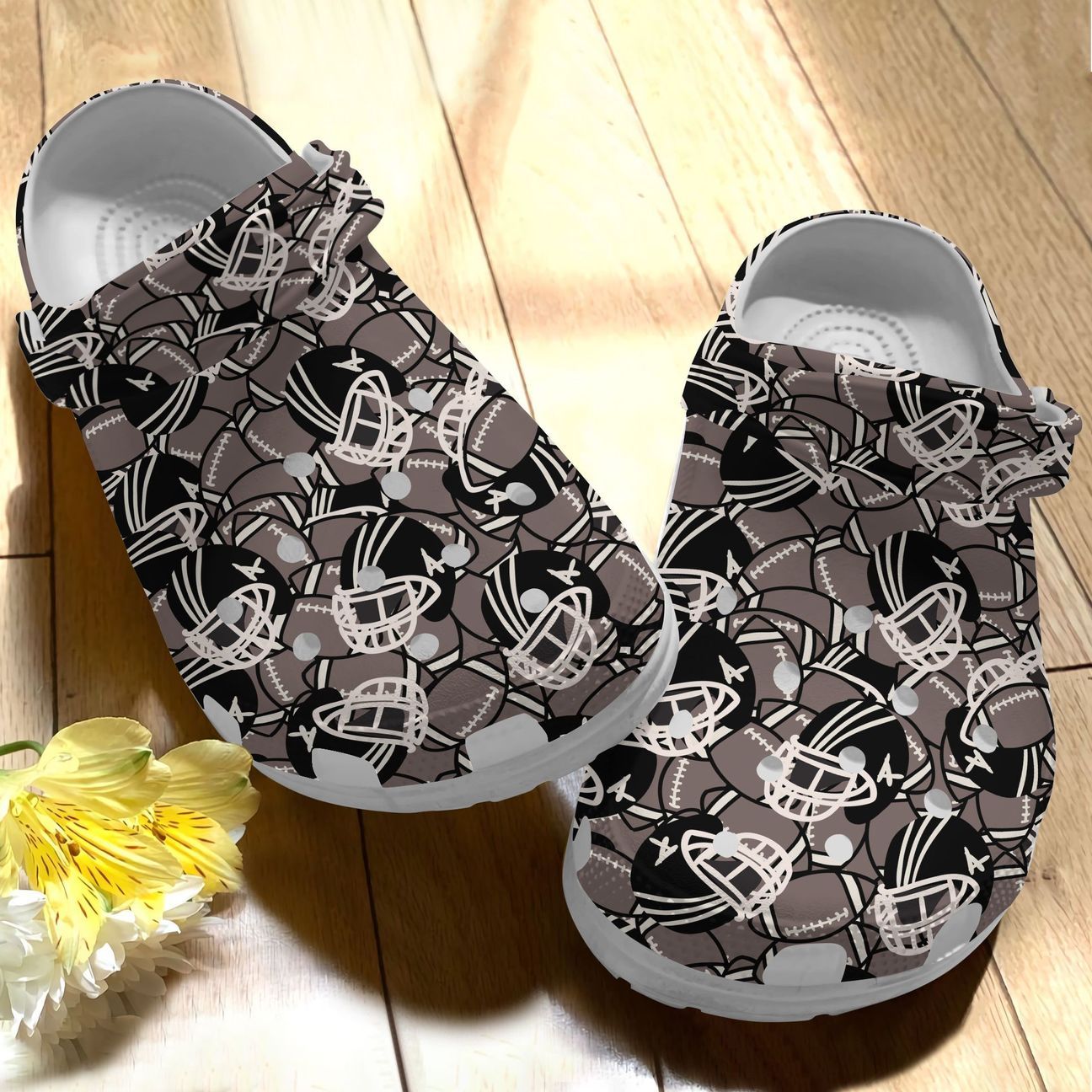 American Football Personalize Clog, Custom Name, Text, Fashion Style For Women, Men, Kid, Print 3D Whitesole Pattern