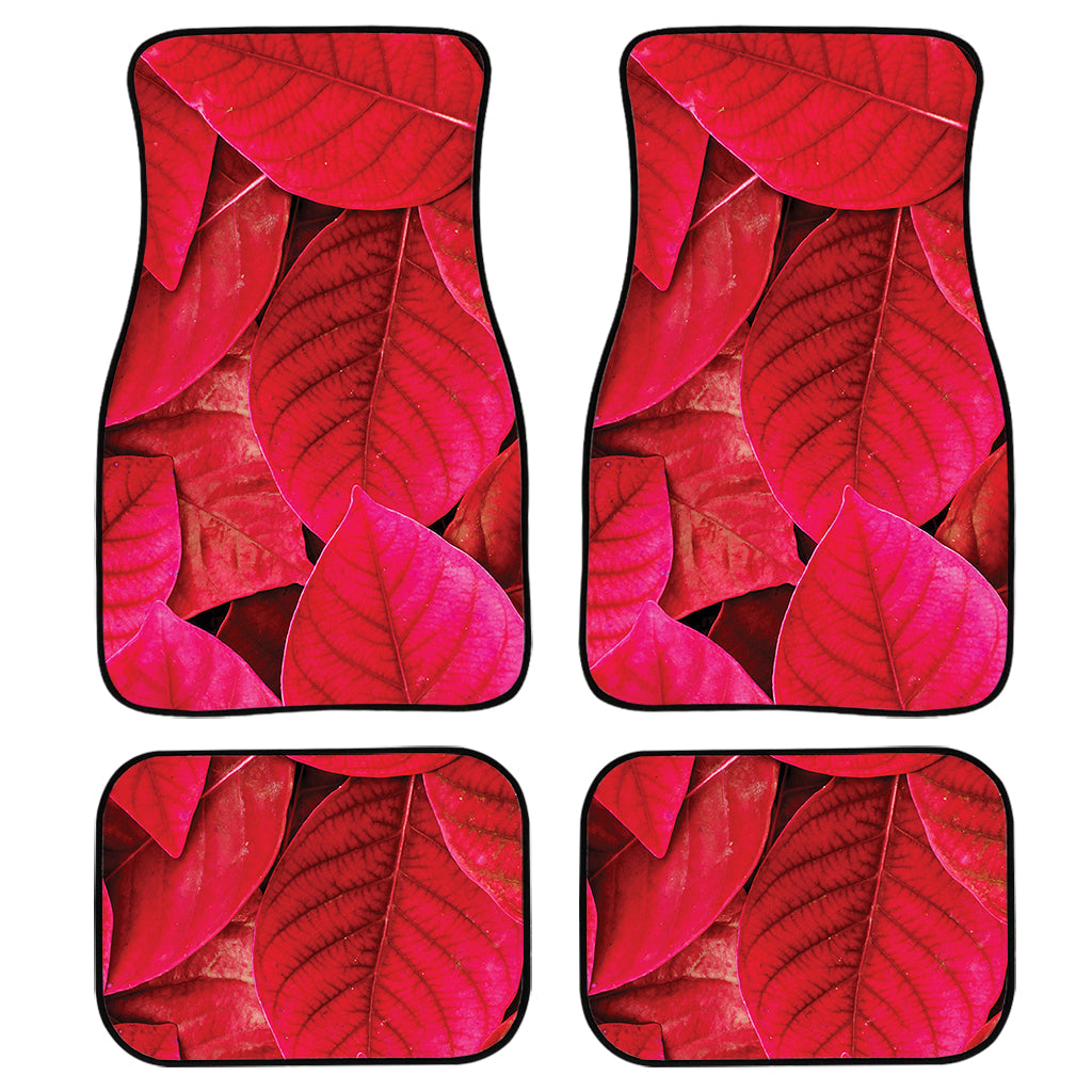 Red Leaf Print Front And Back Car Floor Mats, Front Car Mat