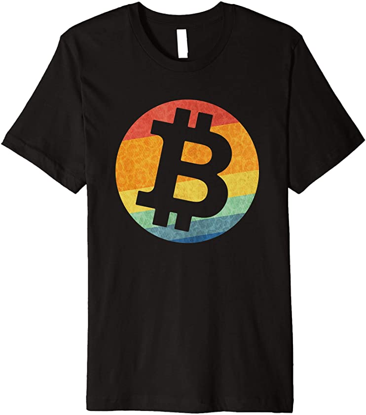 Bitcoin Crypto Coin Trader Retro Striped Leopard Art Bitcoin Premium T-Shirt