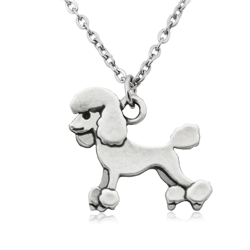 Vintage Cute Cartoon Poodle Dog Charms Statement NecKlace Animal Pendant For Women Jewelry Pet Gifts Stainless Steel Long Chain alx