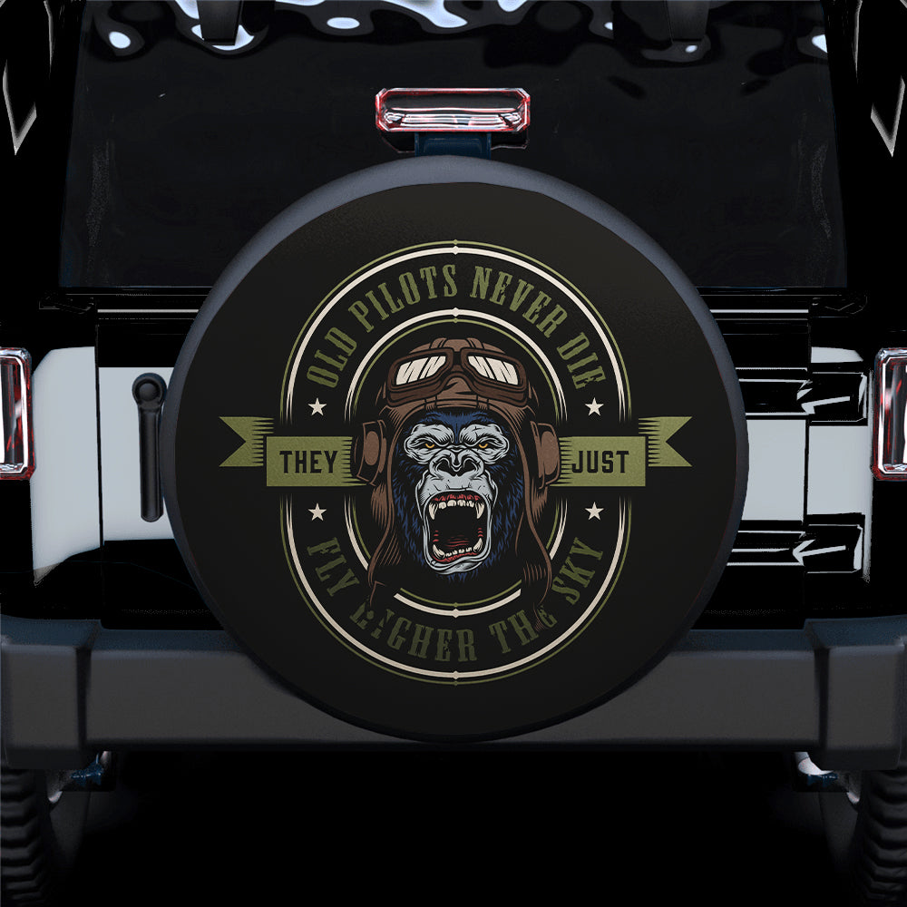 Old Pilot Never Die Jeep Car Spare Tire Cover Gift For Campers